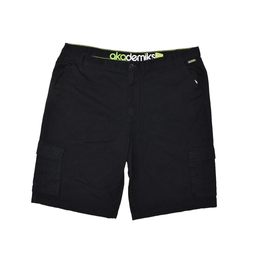 Akademiks Men's Black Cargo Shorts Bermuda Regular Size 48 100% Cotton